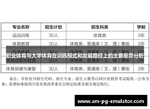 职业体育与大学体育在训练模式和发展路径上的主要差异分析